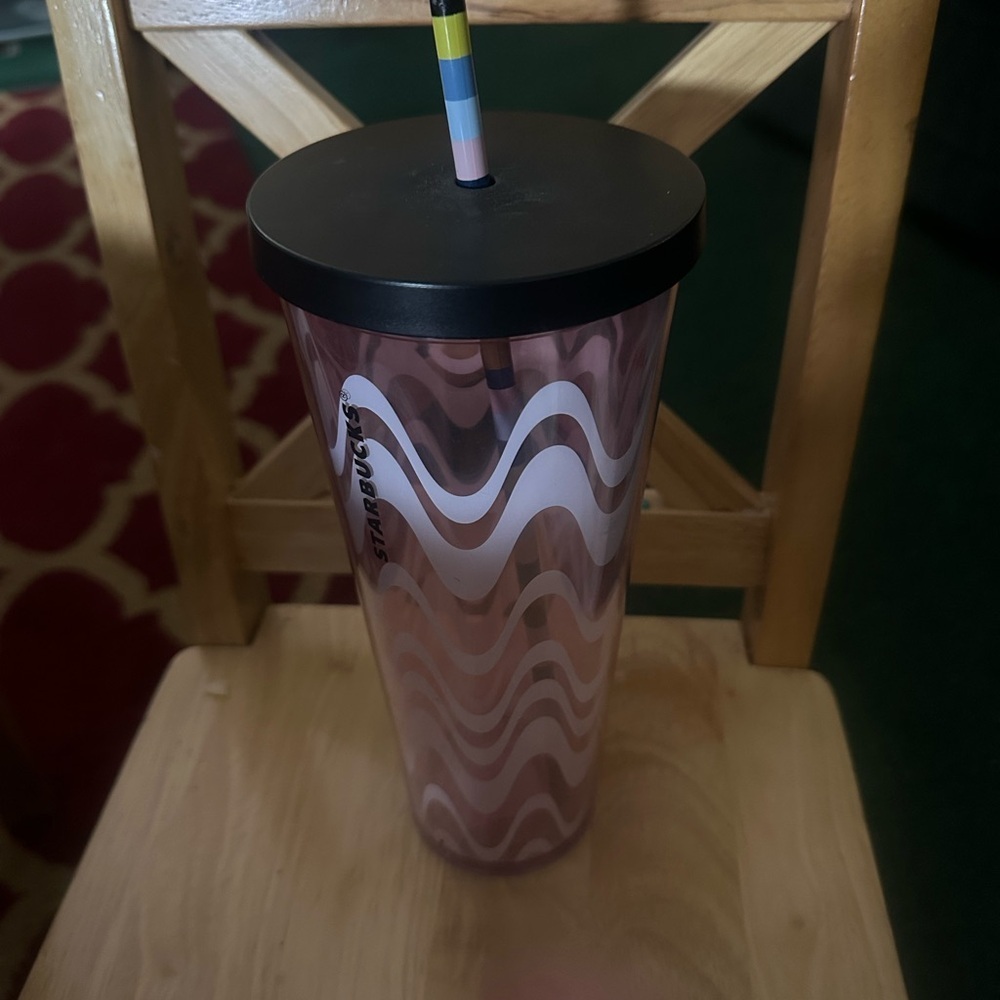 Starbucks Pink Wave Tumbler with Black Lid